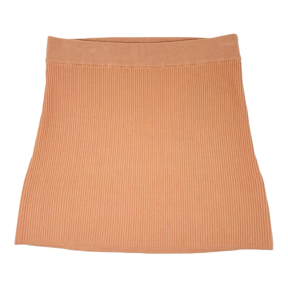Intimately Free People Ribbed Knit Mini Skirt with Ruffle Hem Size Small Coral